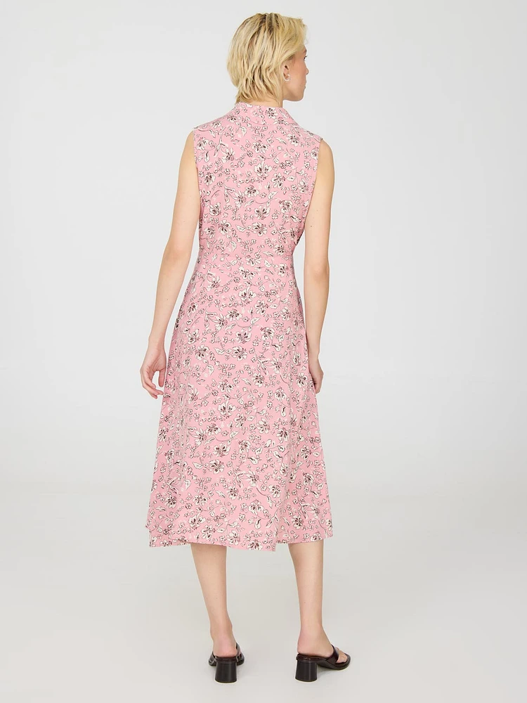 Sleeveless Floral Print Midi Dress