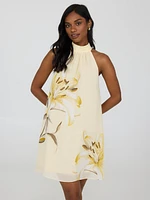 Halter Neck Floral Chiffon Dress
