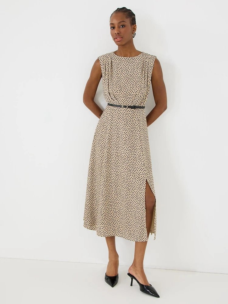 Robe trapèze ceinturée à pois