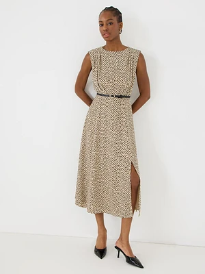 Robe trapèze ceinturée à pois