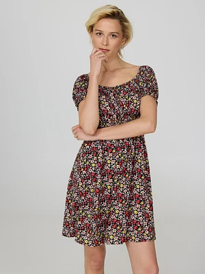 Mini-robe à imprimé floral de style paysan