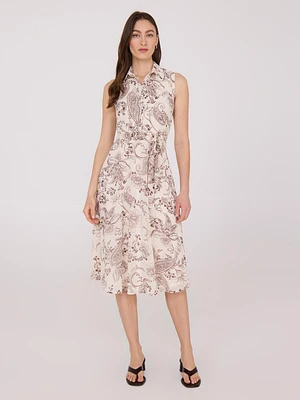 Sleeveless Chiffon Printed Midi Dress