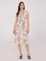 Sleeveless Chiffon Printed Midi Dress