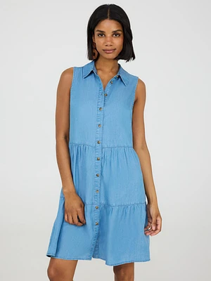 Mini-robe boutonnée à volants