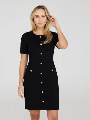 Short Sleeve Button-Front Dress