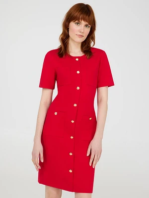Short Sleeve Button-Front Dress