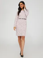 Metallic Boucle Sheath Dress, Withered Rose /