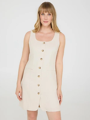 Robe blazer sans manches en mélange de lin