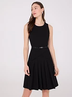 Box Pleat Crepe Midi Dress