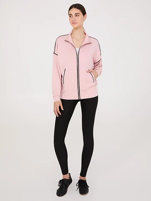 Contrast Piping Zip-Up Jacket