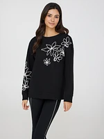 Flower Embroidered Sweatshirt