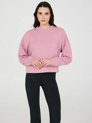 Crew Neck Ribbed Sweatshirt