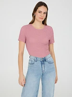 Textured Crew Neck T-Shirt
