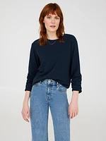 3/4 Ruched Sleeve Jacquard Sweatshirt