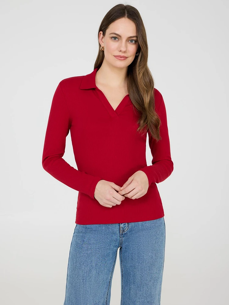 Johnny Collar Ribbed Top