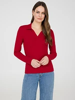 Johnny Collar Ribbed Top