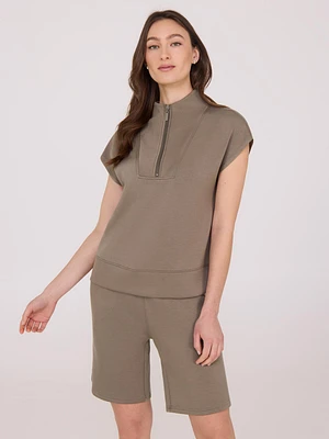 Chandail sans manches en polaire à demi-zip