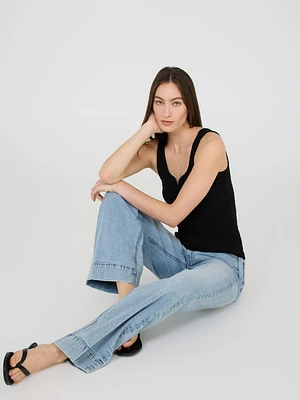 Sweetheart Neckline Ribbed Tank Top
