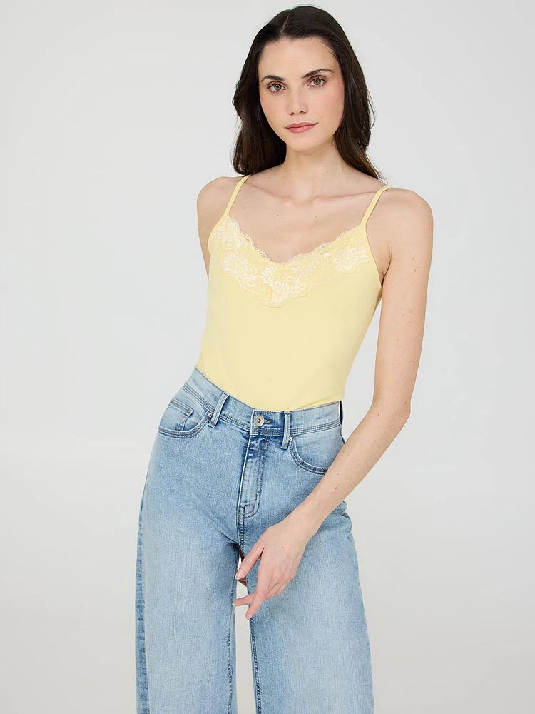 Lace Trim V-Neck Tank Top