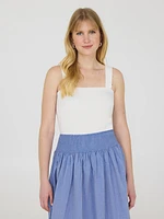 Thick Strap Shirred Tank Top