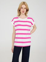 Striped Cuffed Dolman Sleeve Top