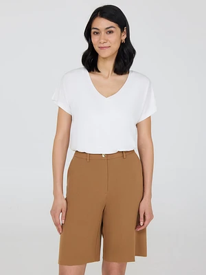 T-shirt à col en V et manches dolman