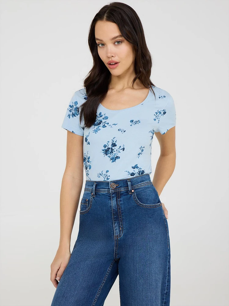 T-shirt à manches courtes et imprimé floral