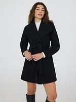 Faux Wool Shawl Collar Wrap Coat