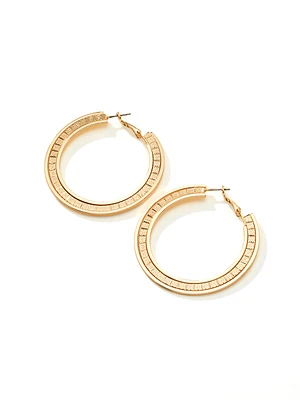 Boucles d'oreilles anneaux plates et gravées