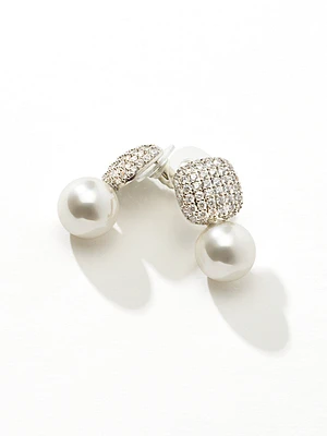 Pave With Pearl Drop Earrings