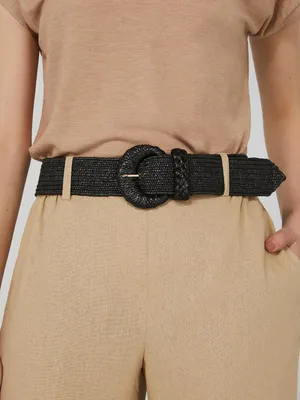 Stretch Straw Belt, Black /