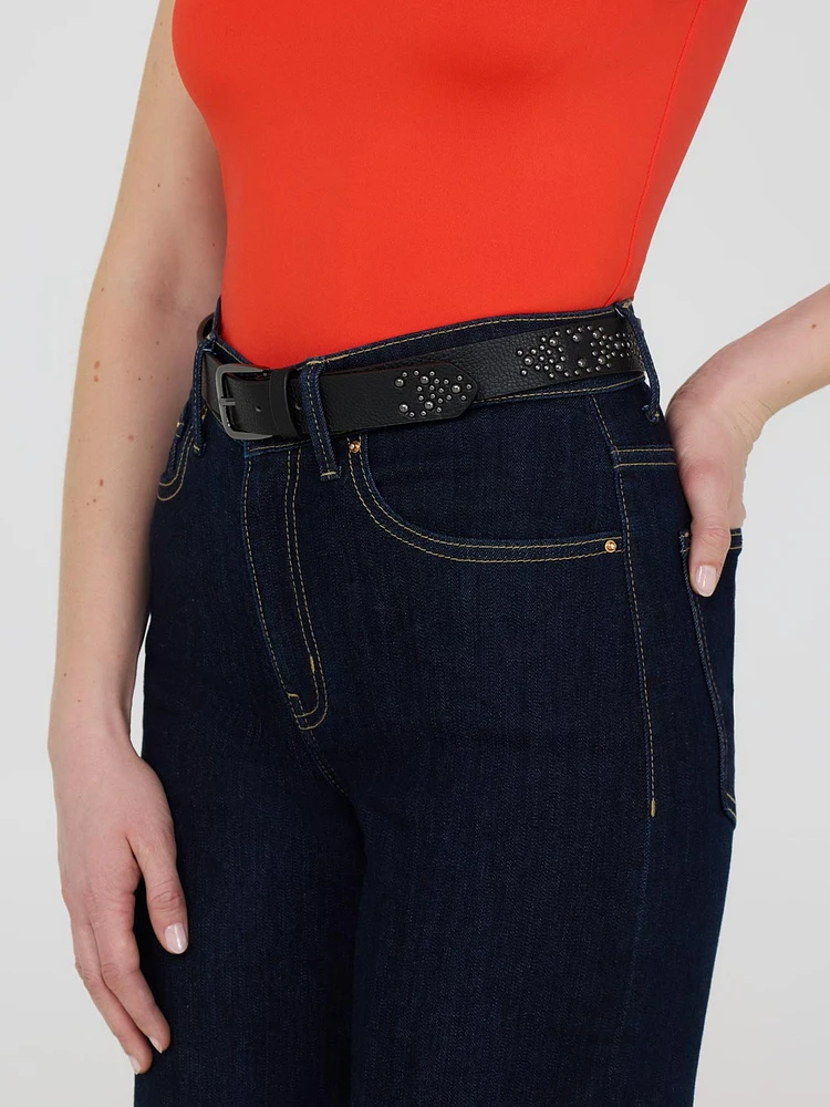 Studded Faux Leather Belt