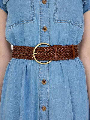 Braided Belt With Brass Buckle