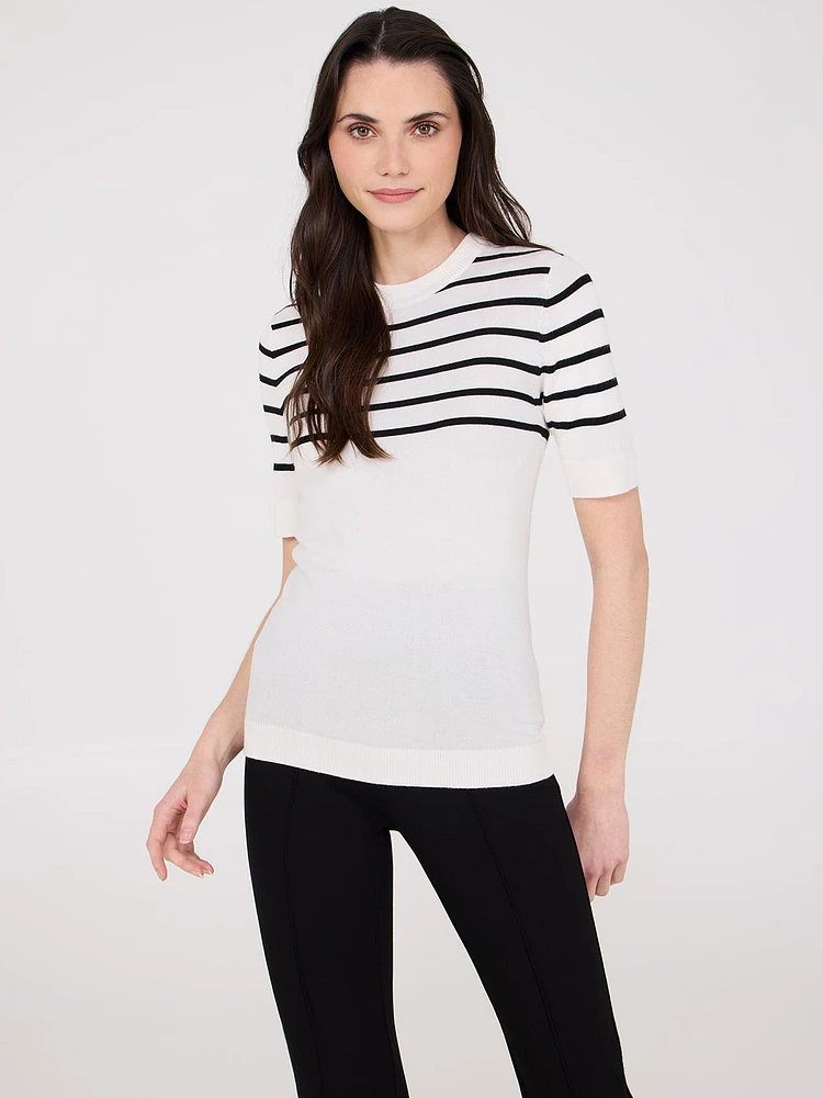 Striped Short-Sleeve Sweater