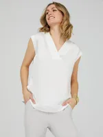 Textured Satin V-Neck Top, /