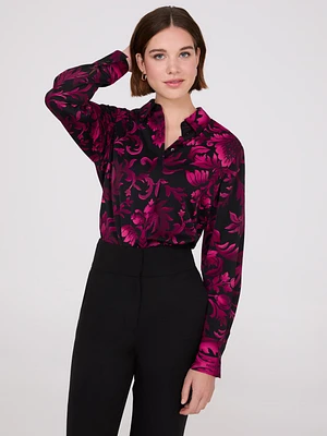 Floral Print Rounded Hem Blouse