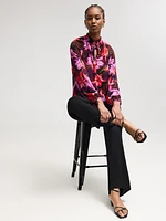 Blouse en mousseline à col noué et imprimé floral