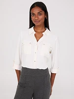 Textured Utility Pocket Blouse