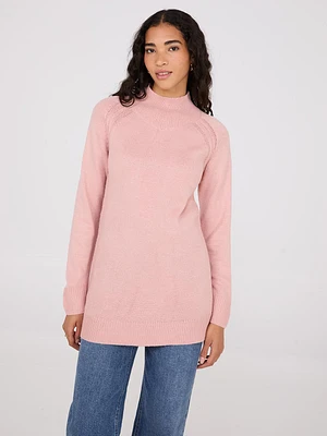 Mock Neck Raglan Sleeve Sweater