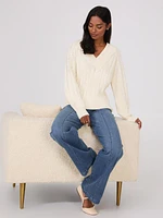 Cable Knit V-Neck Sweater