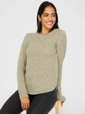 Long Sleeve Twisted Stitch Sweater, /