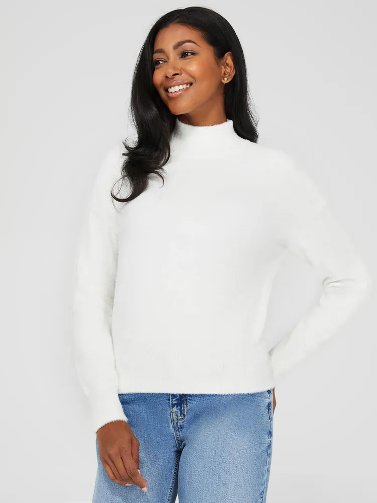 Fuzzy Mock Neck Sweater, /