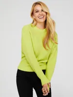 Rib Knit Crew Neck Drop Shoulder Sweater, /