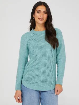 Shaker-Stitch Crew Neck Sweater, /