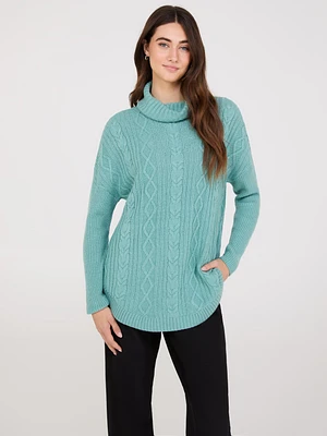 Multi-Cable Turtleneck Sweater