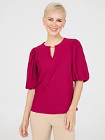 Textured Jacquard Top With Front Keyhole