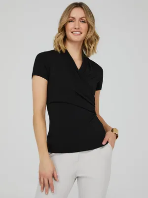 Short Sleeve Crossover Front Top, /