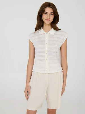 Pointelle Sleeveless Blouse