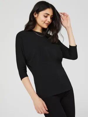 3/4 Sleeve Top With Crystal Pleated Bottom, /
