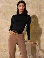 Double Layer Mock Neck Long Sleeve Top